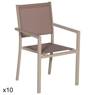 Happy Garden Juego de 10 sillas de aluminio y textileno de color topo