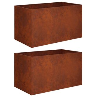 vidaXL Macetero De Jard&iacute;n 2 Uds. Oxidado 80 X 50 X 50 Cm Acero Oxidado Vidaxl