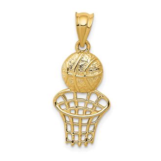 Diamond2Deal 14k Yellow Gold Basketball Net Charm