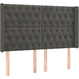 vidaXL Cabecero Con Orejas De Terciopelo Gris Oscuro 163x16x118/128 Cm Vidaxl