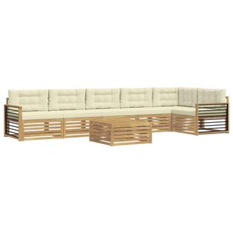 vidaXL Conjunto De Sof&aacute;s De Exterior Con Coj&iacute;n 7 Pcs Blanco Y Crema Vidaxl