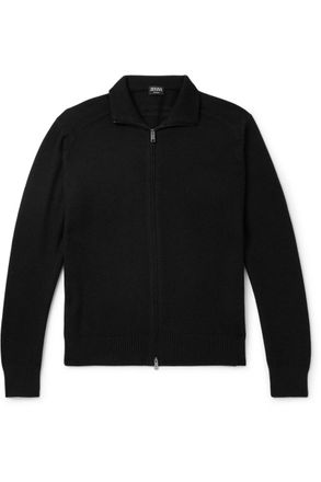 Ermenegildo Zegna Logo-Embroidered Cashmere and Silk-Blend Cardigan