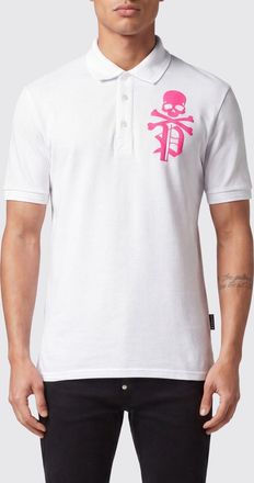Philipp Plein Polo in cotone a maniche corte con stampa Skull e logo