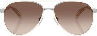 Prada Shaded Coffee Color Gold Mirror Pilot Ladies Sunglasses PR B57S 23E10S 56