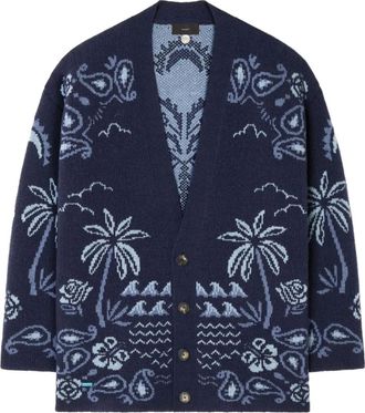 Alanui Cardigan con stampa paisley - 4642-Midnight-Denim