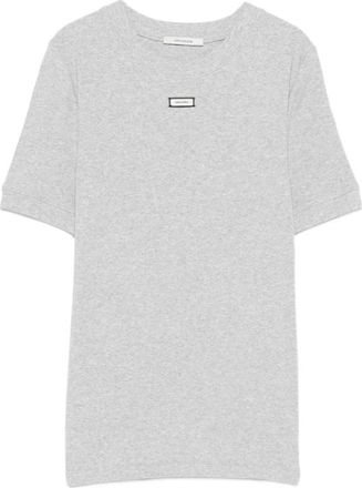 Entire studios Ribgebreide T-shirt met logo - Dames - T-shirts - Grijs - M - Tops