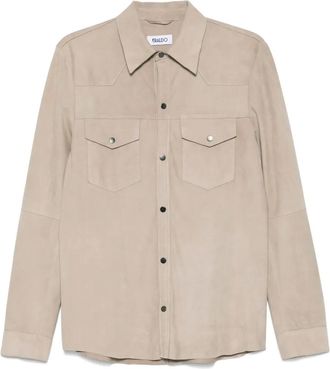 ERALDO Camicia in pelle scamosciata - Toni neutri