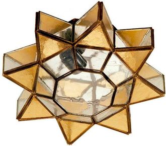 Fabrilamp Plafon/aplique 1xe27 Ambarina Cuero/ambar 12x35x35 Cm