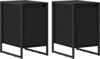 vidaXL Mesa De Noche 2 Pcs Roble Negro 39,5 X 30 X 50 Cm Vidaxl