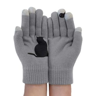 Generic Womens Gloves Warm Woolen Winter Gloves for Ladies with Dog and Bones Print Outdoor Autumn Cold Weather