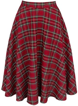 Hell Bunny Irvine 50s Red Tartan Circular Skirt XXL