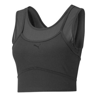 Puma (WMNS) PUMA STUDIO Layered Crop Top Black 520223-01