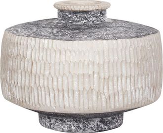 Beliani Beliani - Traditional Boho Flower Vase Magnesium Indoor Outdoor Planter Beige and Grey Deksati