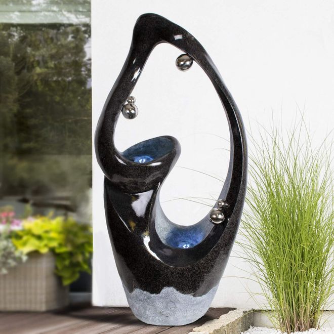 Zimmerbrunnen Mit LED-Licht 230V - Kaskaden Wasserspiel Für Terrasse & Balkon