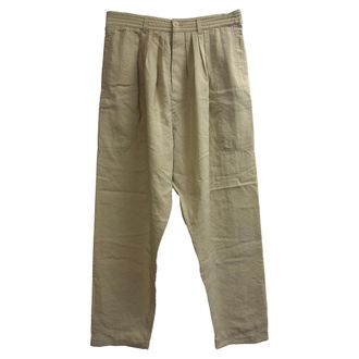 Christophe Lemaire Straight Tailored Pants in Beige Silk