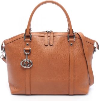 Gucci Brown Leather Handbag Tote Bag (Pre-Owned)