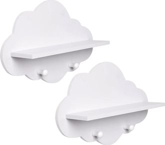 OEM Estanter&iacute;a De Almacenamiento Blanca De Madera Con Forma De Nube - Juego De 2, Decoraci&oacute;n Y Almacenamiento Para La Habitaci&oacute;n De Los Ni&ntilde;os Y La Sala De