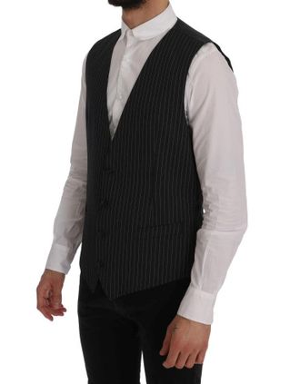 Dolce & Gabbana Pinstriped Wool Vest - Gray