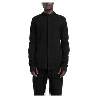 Thom Krom Overhemden, Heren, Zwart, S, Katoen, Structured Jersey Cotton Shirt