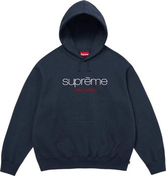 SUPREME SS26 Classic Logo Hooded Sweatshirt Navy SUP-SS26-051-NVY