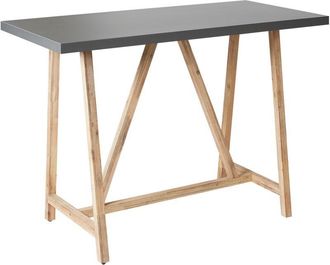 Beliani Beliani - Concrete Garden Table 140 x 70 cm Outdoor Garden Patio Grey Fiber Cement Top Light Wood Legs Talamone