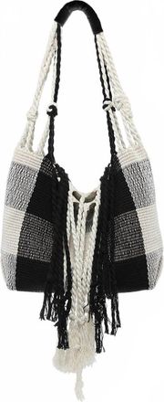 Jen & Co. Womens June Plaid Handwoven Satchel Bag In Black And White