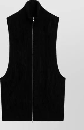 Maison Margiela ribbed high neck sleeveless knitted top