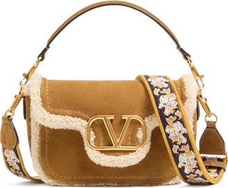 Valentino Garavani Alltime Vlogo suede tote bag - women - Calf Suede/Lamb Shearling - One Size - Brown