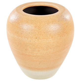 Beliani Jarr&oacute;n De Terracota Naranja Beige 34 Cm Hecho Pintado A Mano Vintage Skione