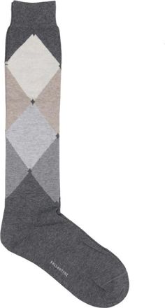 Ballantyne Socks, male, Gray, Size: ONE SIZE Grey Cotton Rhombus Pattern Socks