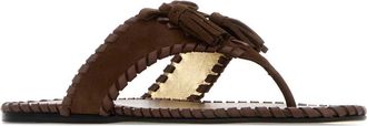 Prada Womens Brown Suede Thong Slippers Cacao Flat Shoes