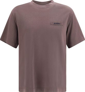 Jacquemus Mens T-Shirt Logoed Brown Cotton T-Shirts And Polos