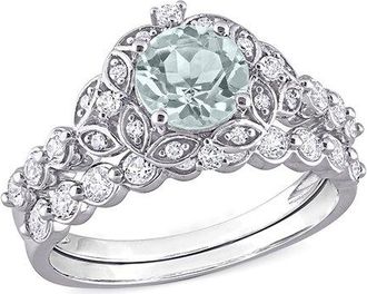 Rina Limor 10K 1.90 Ct. Tw. Diamond & Aquamarine Ring