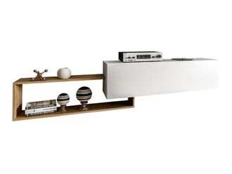 Mirjan24 Mobilier1 - Mueble Tv Utica 101, Blanco + Roble Wotan, N&uacute;mero De Puertas: 0, N&uacute;mero De Cajones: 0, 210x48x35cm