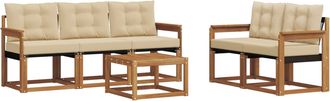 vidaXL Conjunto De Sof&aacute;s De Exterior 6 Uds. Natural Y Beige Vidaxl