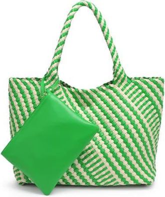 Moda Luxe Solana - Mixed Material Tote in Green Ivory at Nordstrom