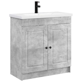 vidaXL Juego De Muebles De Ba&ntilde;o Gris Hormig&oacute;n 78,5 X 37,5 X 81 Cm Vidaxl