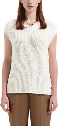 Olaf Hussein Slub Vest voor Vrouwen - Dames - V-hals truien - Beige - XS - Truien & Vesten