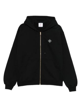 Casablanca logo-patch zip-up hoodie - Black