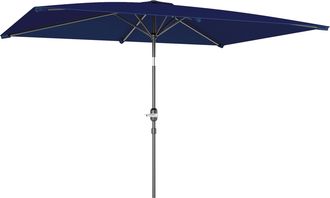OUTSUNNY Sombrilla De Terraza Exterior, 200x300 Cm, Parasol De Terraza Exterior, &Aacute;ngulo Ajustable, Manivela, M&aacute;stil De Aluminio Y Anti-uv, Azul Marino