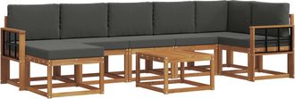vidaXL Conjunto De Sof&aacute;s De Exterior 8 Uds. Natural Y Antracita Vidaxl