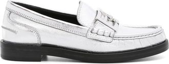 Fendi Baguette metallic leather loafers - women - Calf Leather/Calf Leather/Calf Leather/Rubber - 39 - Silver