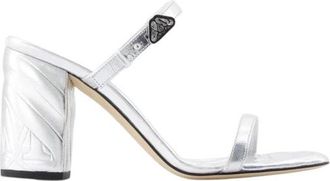 Alexander McQueen Sandaaltjes met sculpturale hak - Dames - Muiltjes - Grijs - 36 EU - Leer - Schoenen