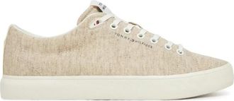 Tommy Hilfiger Linnen Chambray Trainers - Heren - Sneakers - Beige - 41 EU - Linnen - Schoenen