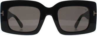 Tom Ford Brigitta FT1188 01A glanzend zwartgrijs met lichte spiegel zonnebril
