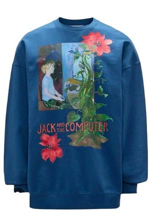 J.W.Anderson Blue Cotton Floral Graphic Sweashirt Size M