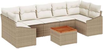 vidaXL Conjunto De Sof&aacute; De Jard&iacute;n 8 Pcs Beige, Blanco Vidaxl