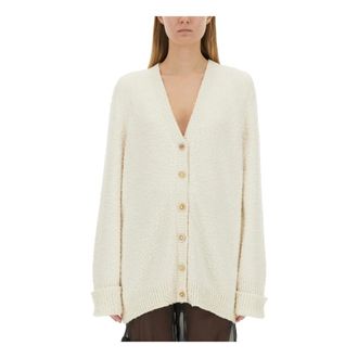 Maison Margiela Cardigans, female, White, Size: XS Pilling Effect Knit Cardigan