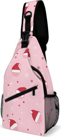 Generic Christmas Hat Pattern Unisex Shoulder Bags Casual Crossbody Chest Bag Sling Backpack for Hiking Cycling Travel