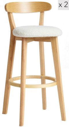Nordlys Set 2 taburetes altos en madera y lana blanco